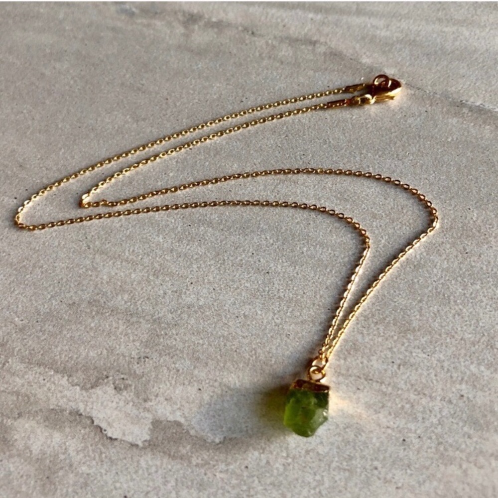 Boho Raw Peridot Necklace